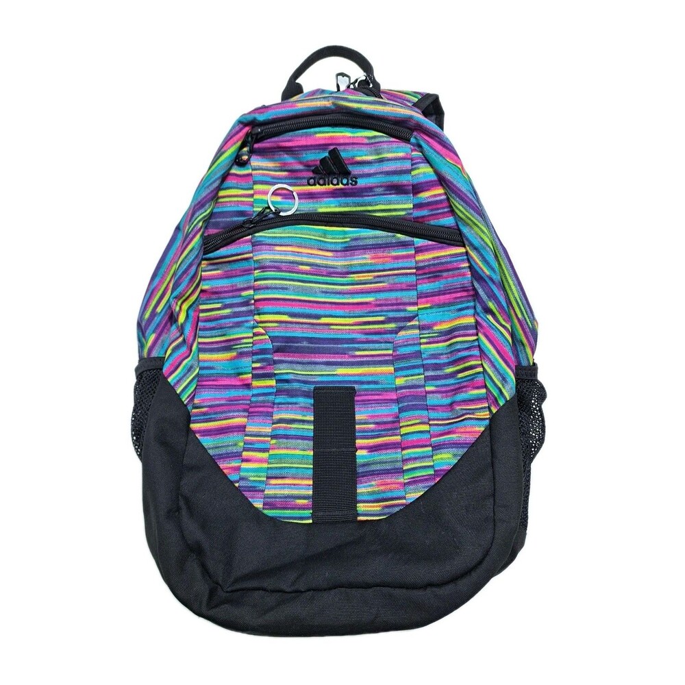 Adidas Rainbow School Backpack Striped Black Purple Pink Bag  Multicolor